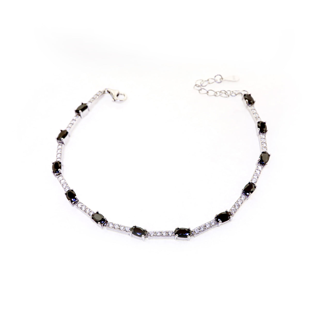 Pulsera Zirconia Negra Plata