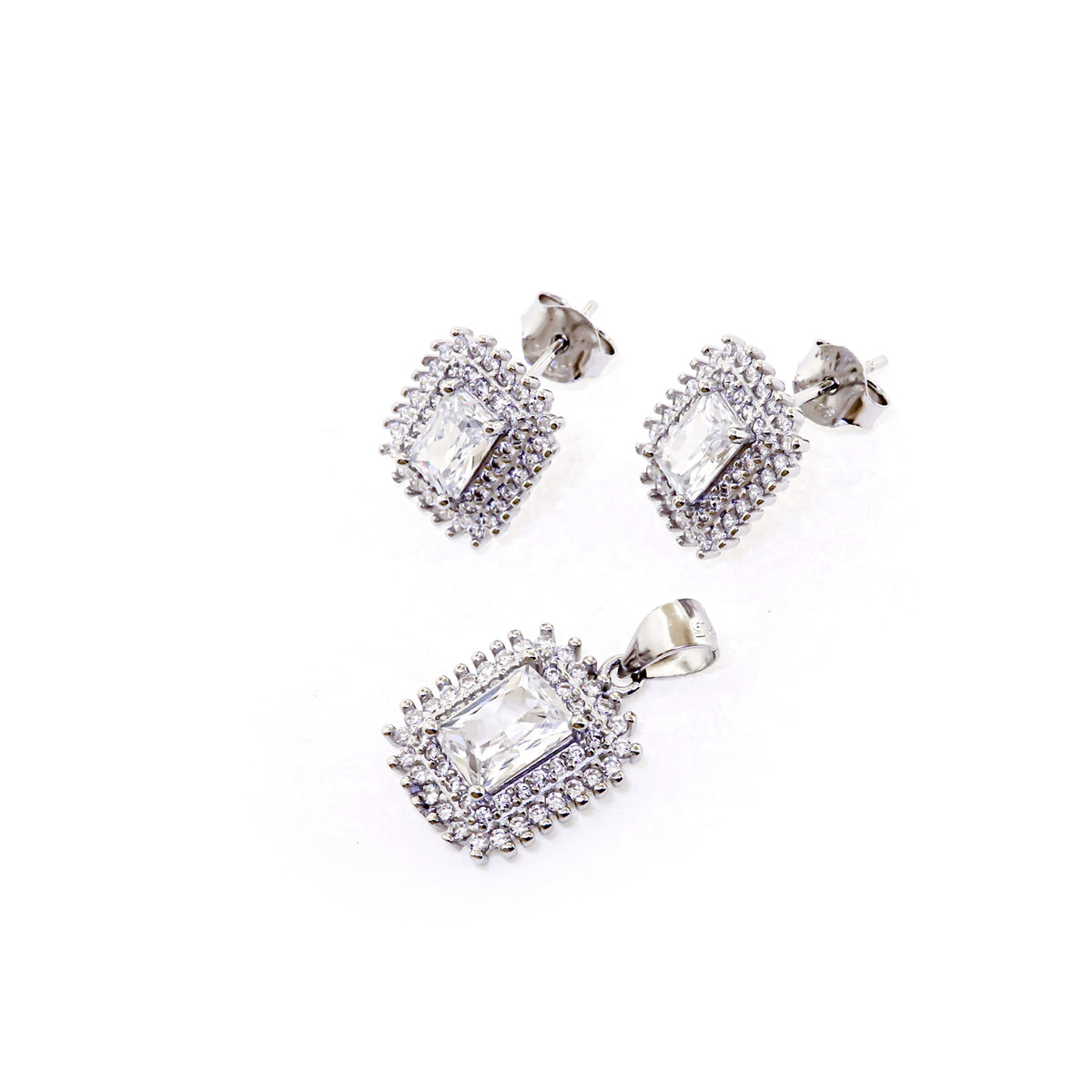 Juego Dije y Aretes Plata