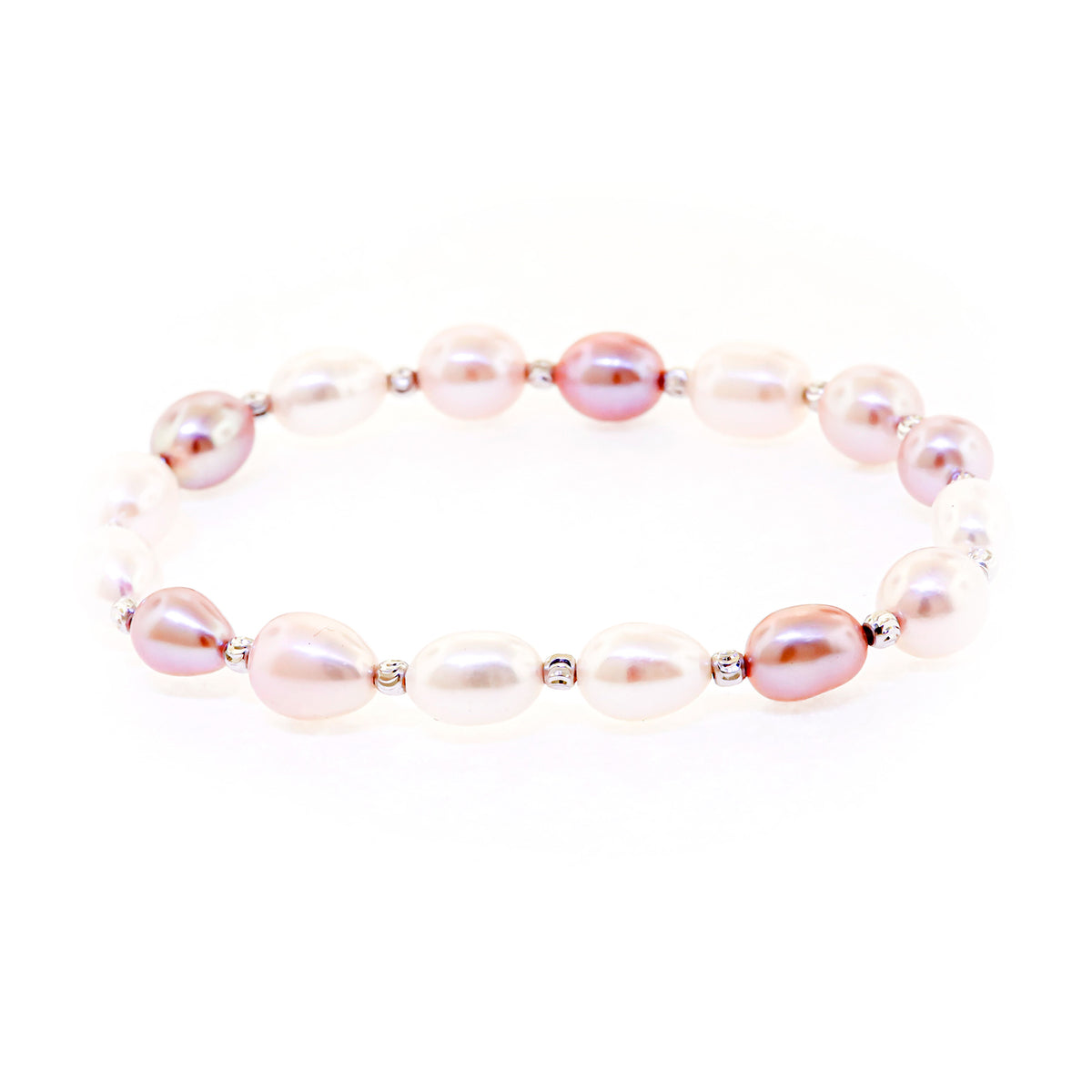 Pulsera Perlas Bicolor Plata